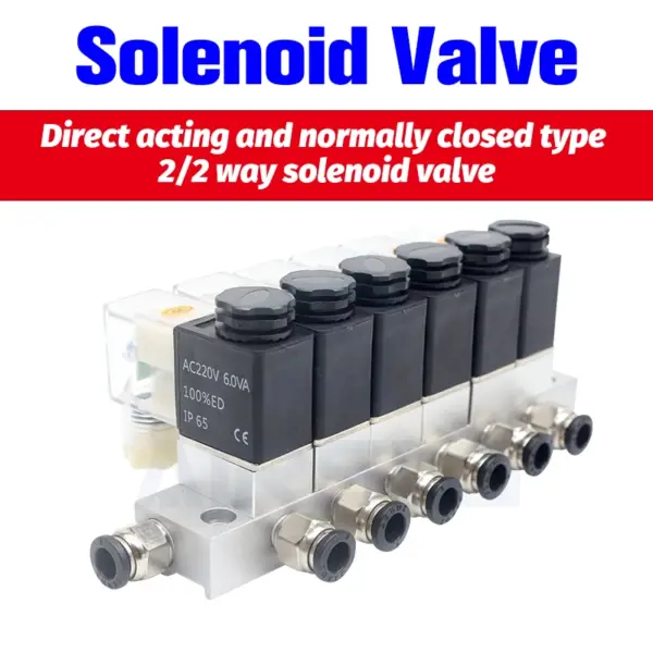 2V025 Solenoid Valve Manifold 2-11 Station 1/4" 1/8" NC 2 Way Pneumatic Air On Off Switch DC12/24V AC110/220V 2V028-08B -06A