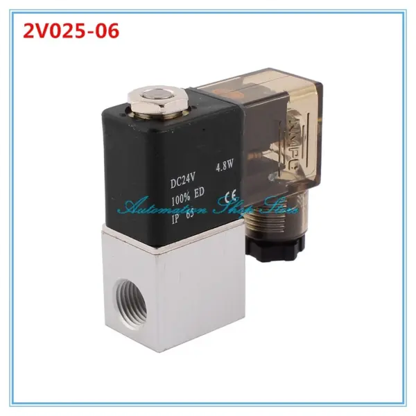 DC12V DC24V AC110V AC220V 2Port 2Pos 1/8" BSP Normally Closed Neutral Electric Pneumatic Solenoid Valve Coil 2V025-06