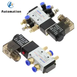 Pneumatic Electric Solenoid Valve 5 Way 2 Position Control Air Gas Magnetic Valve 12V 24V 220V Coil Volt 4mm-12mm Hose Fittings