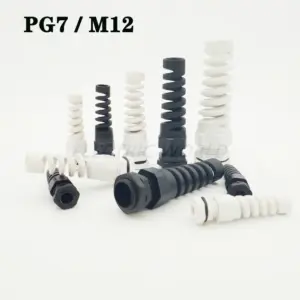 Nylon Cable glands PG7 M12 waterproof cable connectors thread gland rubber wiring conduit IP68 Anti-bending plastic cable sleeve