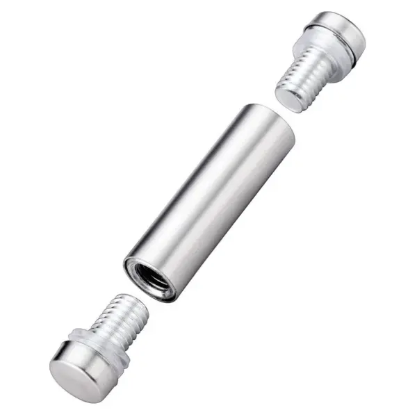 (Pack/10 units) D12xH20mm Satin Silver Solid Stainless Steel Mount Hardware, Sign Standoffs with Two Head