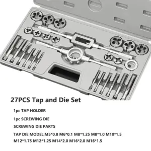 27pcs Tap and Die Set  Thread Tapping Metric M5-M16 Alloy Steel Screw Taps Wrench For Metalworking Hand Tool Threading Tap Die
