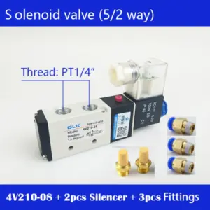 4V210-08 Pneumatic Electric Solenoid Valve 24V 12V 2 Position 5 Port Five Way Control Air Valve Electromagnetic AC110V 220V