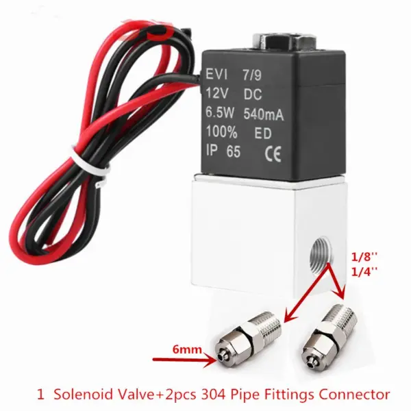 DC 12V 24V 110V 220V Solenoid Valve 1/4" 1/8" 2 Way Normally Closed Direct-acting Pneumatic Valves For Water Air Gas Hot