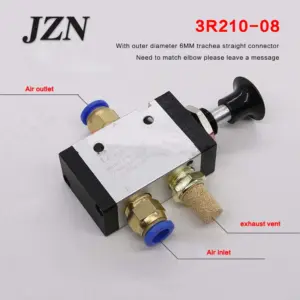 ( 1PCS ) Pull the valve mechanical valve pneumatic switch two three-way 5 pass 3R210-08 8mm Connector control cylinder valve