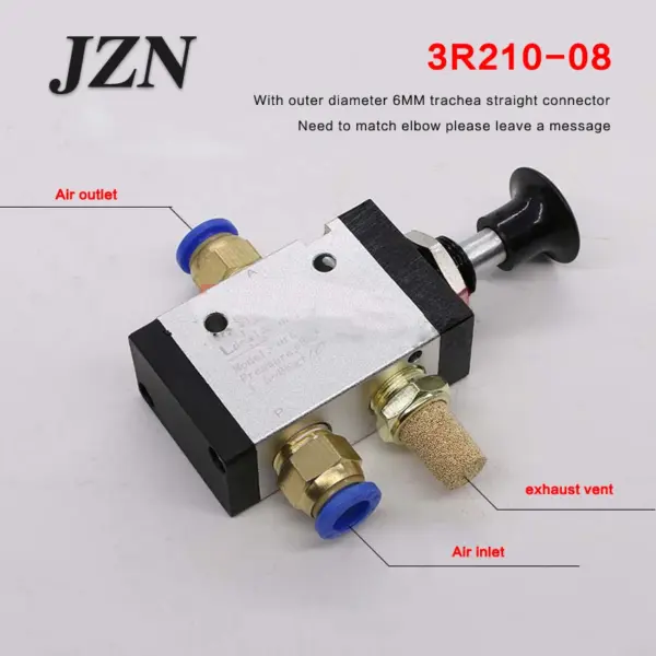 ( 1PCS ) Pull the valve mechanical valve pneumatic switch two three-way 5 pass 3R210-08 8mm Connector control cylinder valve