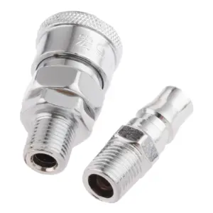 2Pcs Iron Pneumatic Parts Euro Air Line Hose Compressor Connector Quick Release 1/4" BSP Male Thread Coupler Fitting SM20 PM20