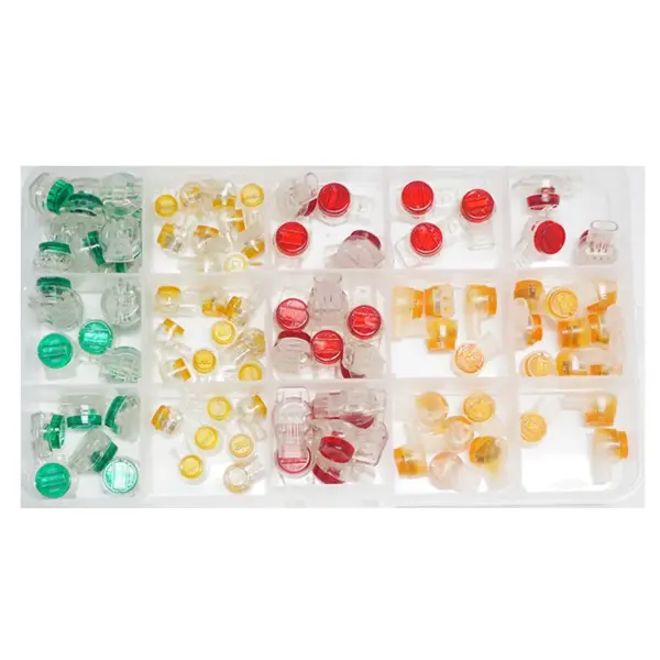 100 x Waterproof Mix Orange Red Green Button Cable UY Butt Splice Connectors