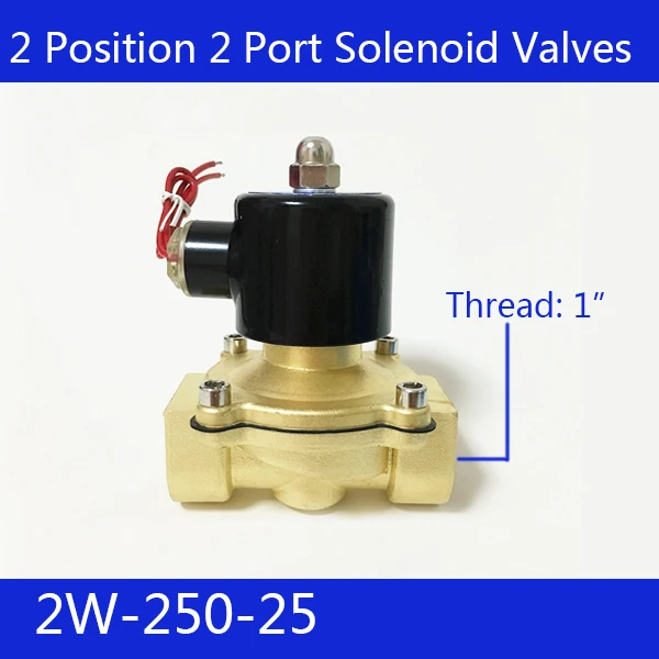 2W250-25  1"  2 Position 2 Port Air Solenoid Valve 220V Pneumatic Control Water Valve , DC12V  DC24V   AC220V