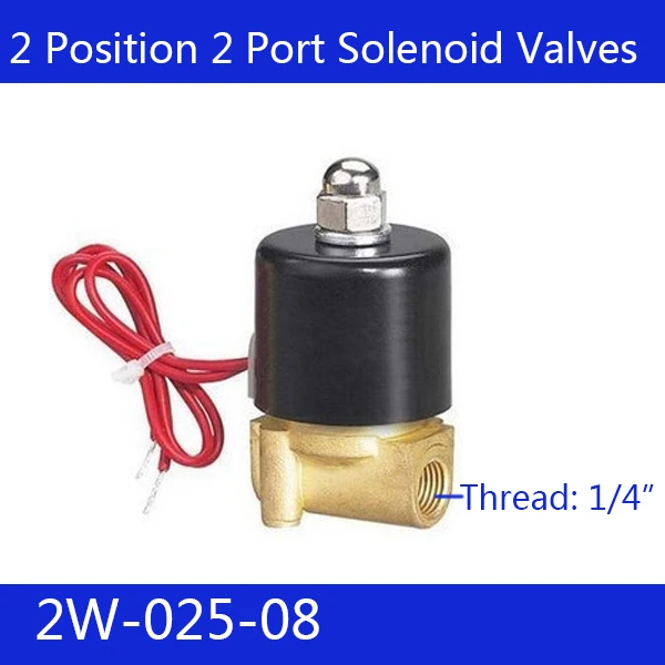 2W025-08 1/4" 2 Position 2 Port Air Solenoid Valve 12V Pneumatic Control Water Valve , DC12v DC24v   220v