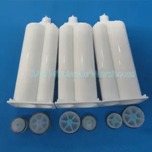 100pcs EMPTY unfilled 50ml 1:2 ratio epoxy ab glue barrel with piston plug, ab glue dispenser gun empty cartridge