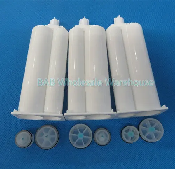 100pcs EMPTY unfilled 50ml 1:2 ratio epoxy ab glue barrel with piston plug, ab glue dispenser gun empty cartridge