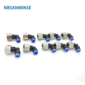 10Pcs/lot PLF M5 1/8 1/4 3/8 1/2 Air Pneumatic Push In Plastic Female Elbow Fitting Connector R / M Thread 0-1.0Mpa NBSANMINSE