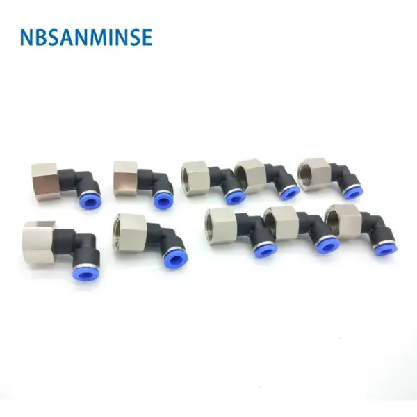 10Pcs/lot PLF M5 1/8 1/4 3/8 1/2 Air Pneumatic Push In Plastic Female Elbow Fitting Connector R / M Thread 0-1.0Mpa NBSANMINSE