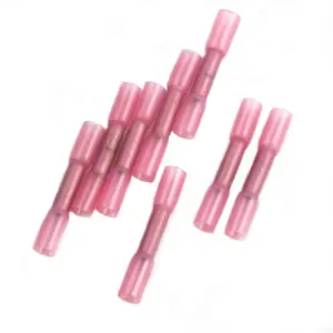 100pcs Red Heat Shrink Butt Connectors Electrical Wire Splice Terminals Waterproof Electrical Car Audio Connectors 18-22 AWG