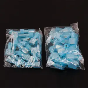 100pcs Male & Female Nylon Crimp Terminator Kit Blue Fully Insulated Butt Electrical Wire Cable Connectors For 16-14AWG