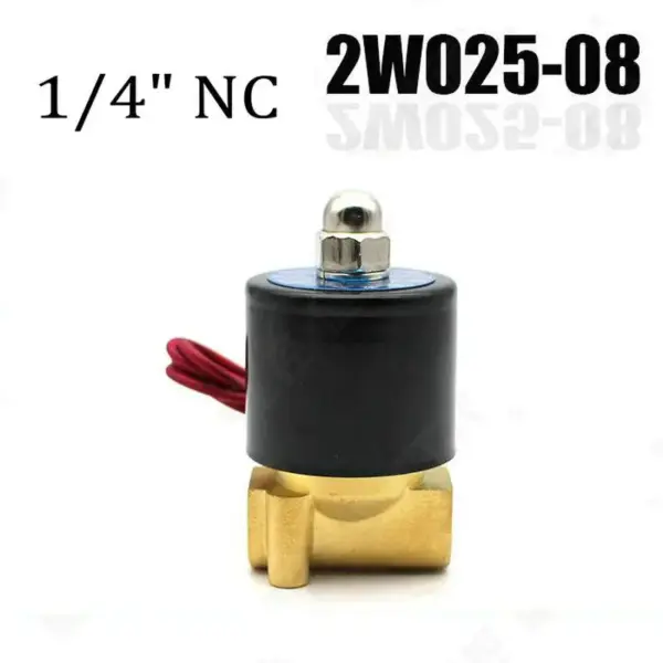 2W025-08 2 Way N/C 1/4" Air Water Valve Electric Brass Pneumatic Solenoid Valve for Gas Diesel DC12V/DC24V/AC110V/AC220V/AC380V