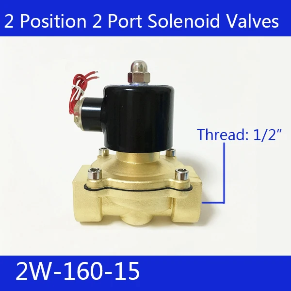 2W160-15 1/2" 2 Position 2 Port Air Water Solenoid Valve 24V Control Pneumatic Valve ,  DC24V   AC220V AC110V