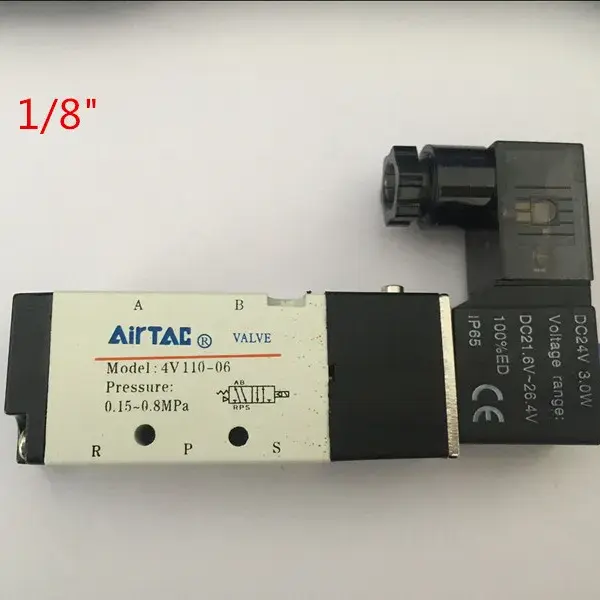 1PC Pneumatic Airtac Solenoid Air Valve 5 Port 2 Position 2/5 Way 1/8" BSP 4V110-06 With Wire DC 12V 24V AC110V 220V