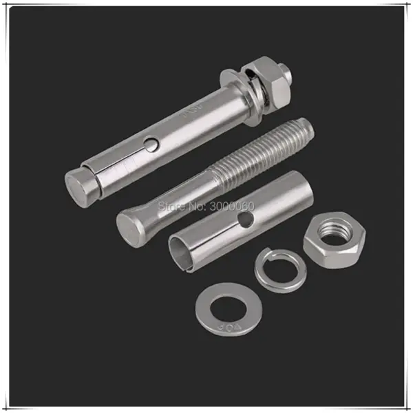 M10x60mm M10x120mm Stainless Steel Sleeve Expansion Anchor Bolt Set Nut Bolt Set for Concrete Wall Anchoring