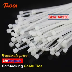 250Pcs/pack 4*250mm Nylon Cable Ties 2.7mm width Self-locking Plastic Nylon Fasten Wire Zip Tie wholesale price