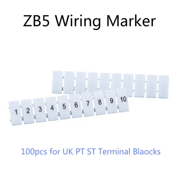 ZB-5 Plastic Wiring Markers 1-100 Numbers Cable Marker Strips for UK ST PT Din Rail Terminal Blocks ZB5