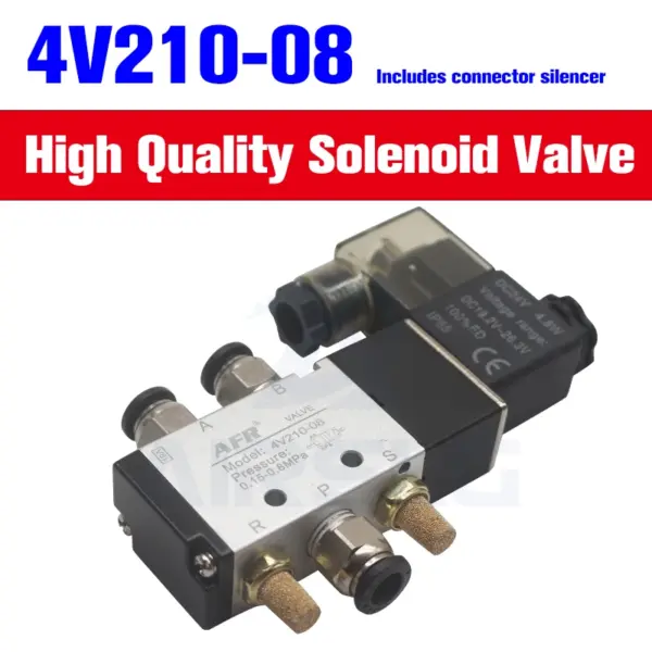 4V210-08 Solenoid Valve 2 Position 5 Way 1/4" Pneumatic Directional Control Valve Single Coil DC12 24V AC110 220V Cylinder Valve