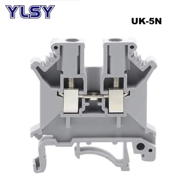 5Pcs Din Rail Mount Terminal Blocks UK-5N Bornier Screw Electrical Terminals Connector Brass Wire Cable Morsettiera 41A 4mm2