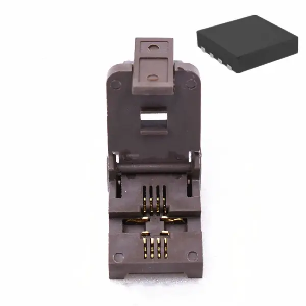 QFN8/DFN8/WSON8 IC Programming Socket Pitch1.27 ICSize5*6 Clamshell Test Socket ZIF adapter WLCSP 8 socket High-Temp 30V 50mΩ