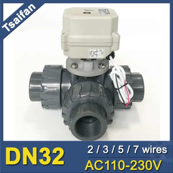 Plastic Electric Solenoid 3way with 230V actuator, Electro-Mechanical Valve IP67 for chemical industry CE certified