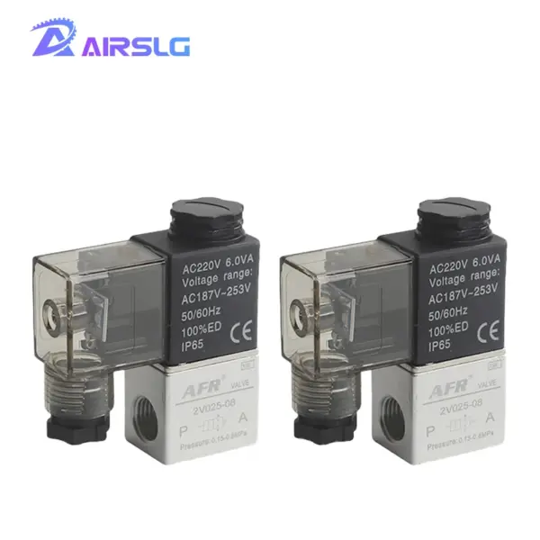 2V025-08 Valve 12V 24V 110V 220V 36V Volt  Air Solenoid Valves 2 Position 2 Port 1/4" Normally Closed Pneumatic Solenoid Valve