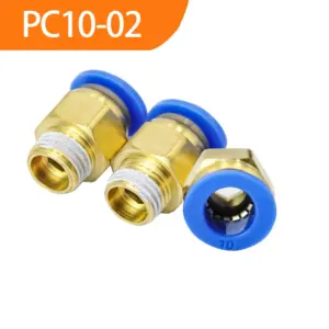 500PCS PC10-02 Air Hose Connector 10mm To Thread BSP 1/4" Male Nipple Brass Coupling One-Touch Pneumatic Fitting