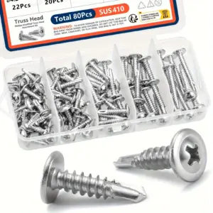 Modified Truss Head Sheet Metal Screws Assortment Kit 410 Stainless Steel Self Tapping Drilling Screws for Metal Plastic Wood