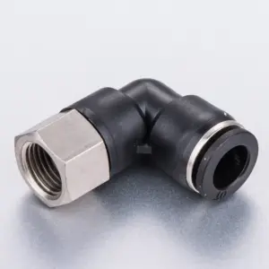 PLF" Hose OD 4-12mm - Internal Thread M5'' 1/8'' 1/4'' 3/8'' 1/2'' Pneumatic Female Elbow Connector Tube Air Push In Fitting
