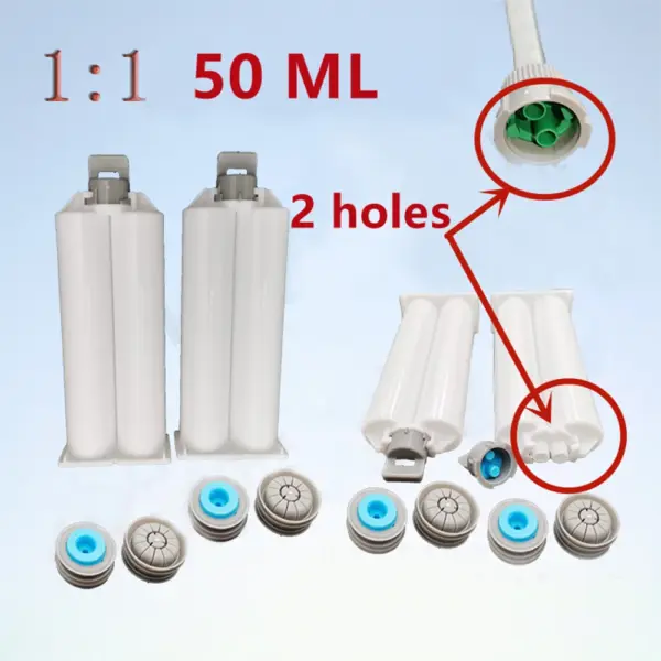 New Type 50ml 1:1 ratio epoxy ab glue barrel with piston plug,ab glue dispenser gun empty cartridge
