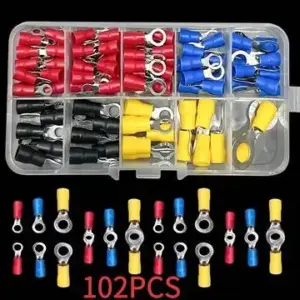 102pcs Universal Wire Connector Kit | Crimp Terminals Rivet Set Multi-Purpose Connection Set Copper Contact PVC Uncharged Power