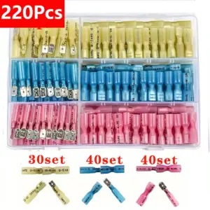 220Pcs Waterproof Insulated Butt Wire Connector Heat Shrink Crimp Terminals Kit Male Female Electrical Cable Spade Terminal DIY
