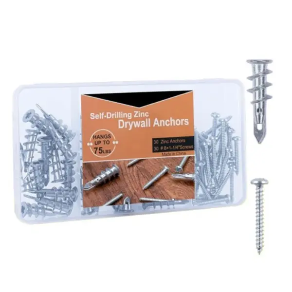 60pcs Zinc Alloy Expansion Tube Screw Set Gypsum Board Gecko Box Expansion Screw Anchor Bolt Hardness Wood Screws Assortment Kit