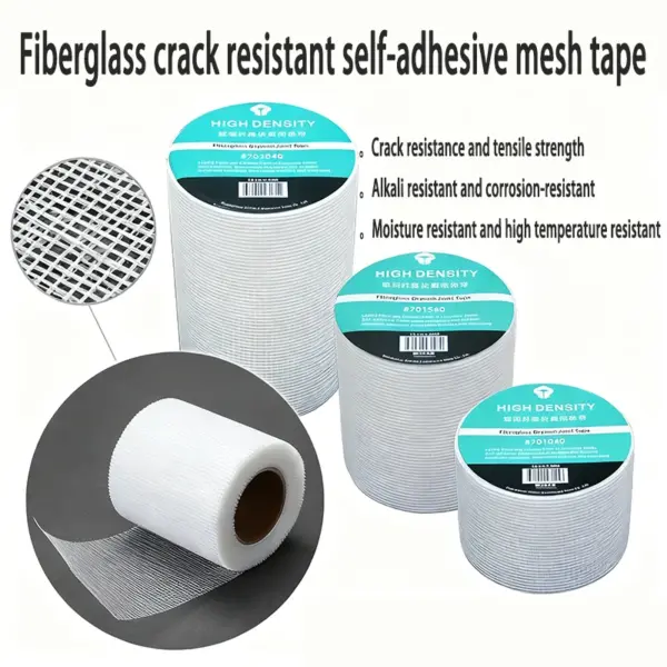 Fiberglass Anti Crack Self-Adhesive Mesh Belt Gypsum Board Wall Crack Decoration Joint Repair Scraping White Plastering Coatig