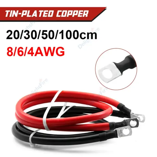 8 6 4 AWG Battery Cables Silicone Power Inverter Wire With M6 M8 M10 Lug Ring for Solar Marine Boat RV Car Motorcycle Automotive