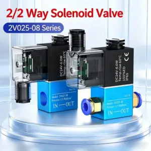 Pneumatic Valve 2V025-08 Two-position Two-way Solenoid Valve, One Inlet One Outlet, 220V Coil, 12V Controlled Reversing Valve