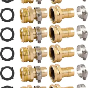 6-Pack Garden Hose Repair Connector Kit with Clamps, 3/4" & 5/8" Fittings, Aluminum & Stainless Steel