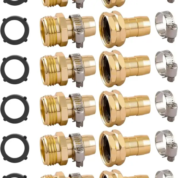 6-Pack Garden Hose Repair Connector Kit with Clamps, 3/4" & 5/8" Fittings, Aluminum & Stainless Steel