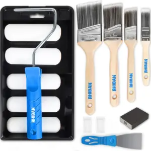 Paint Roller Kit, 4 Inch Foam Roller Set with Brushes & Tray, All-in-One Painting Tools for Smooth Finish