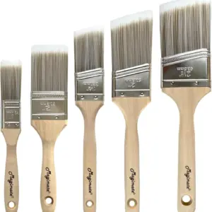 Angled Sash & Flat Paint Brush Set for Baseboards, Trim, Cabinets, Fence Staining, Pack of 5