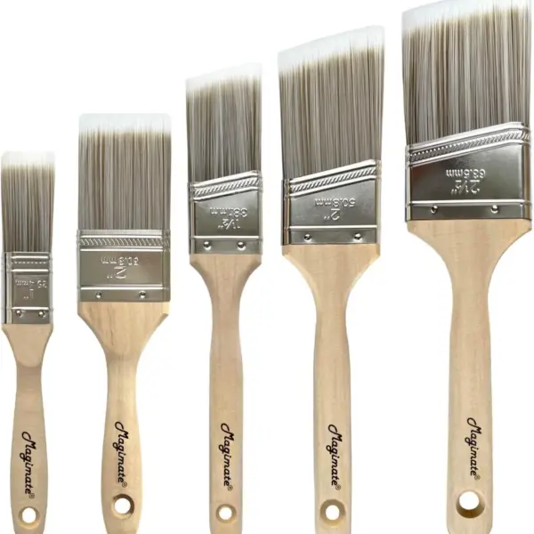 Angled Sash & Flat Paint Brush Set for Baseboards, Trim, Cabinets, Fence Staining, Pack of 5