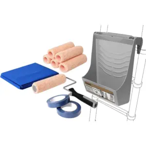 Multifunctional 11 Piece Paint Roller Tray Set with Ladder Tray 9 Inch Roller Drop Cloth Masking Tape