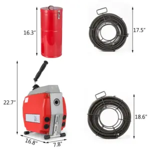 Commercial Drain Cleaner 690W Sectional Drain Cleaning Machine with 16&22mm Cables Drain Cleaner