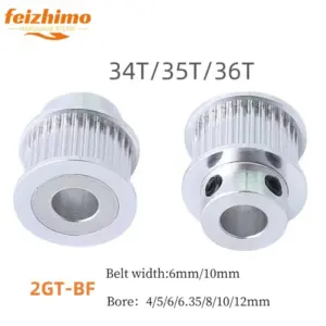 3D Printer Parts GT2 Timing Pulley ，2GT 34T/35T/36T Tooth Teeth Bore 4/5/6/6.35/8/10/12mm Synchronous Wheels Width 6mm/10mm Belt