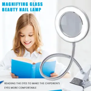 8X Magnifier Nail Beauty Light Tattoo Clip Light Makeup Equipment Tool USB Student Eye Care Reading Light Portable Desk Lamp